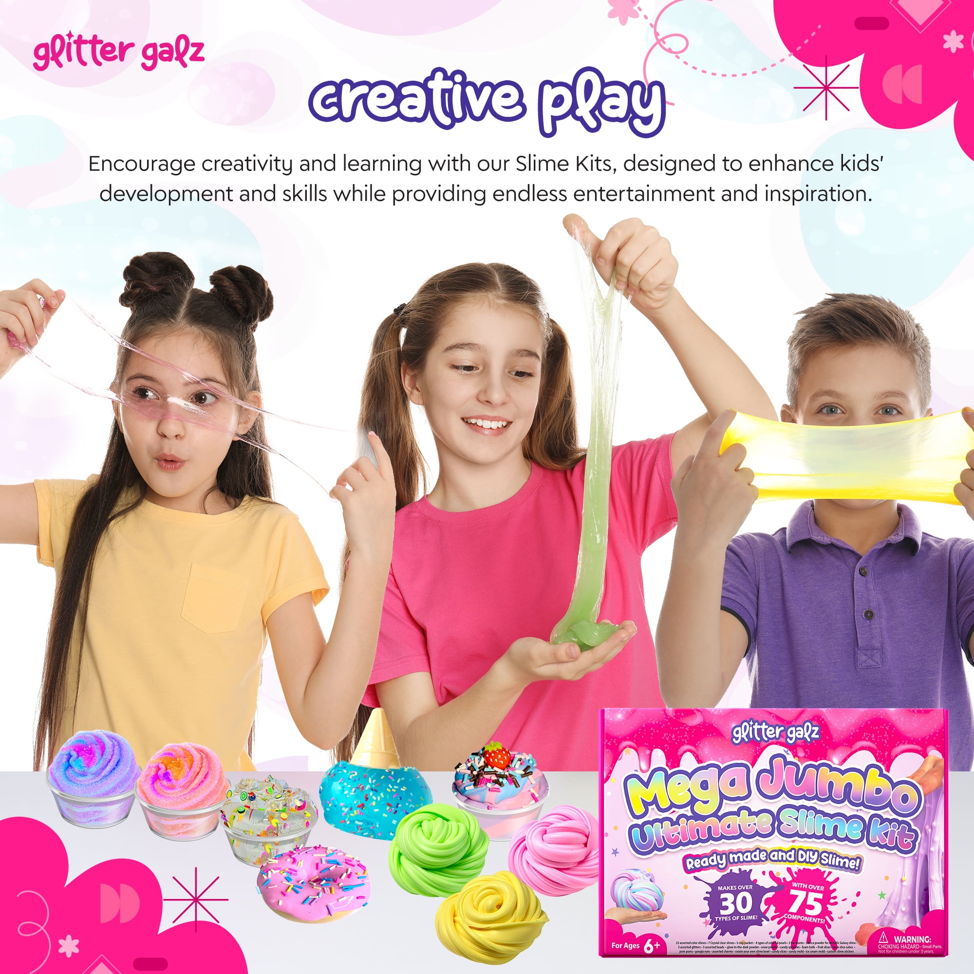 Glitter Galz Jumbo Mega Slime Kit Premade 75-Piece
