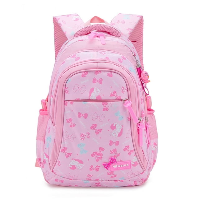 MesaSe Student Backpack Bow Print Waterproof Smooth Zipper Bookbag Handbag Pencil Bag for Primary School Students