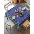 thumbnail image 6 of Navy Blue Boho Table Cloth, Waterproof Tablecloth for Square Tables, Vintage Ethnic Tribe Abstract Art Retro Reusable Washable Fabric Table Cover for Restaurant Kitchen Dining Tables 60"x60", 6 of 9