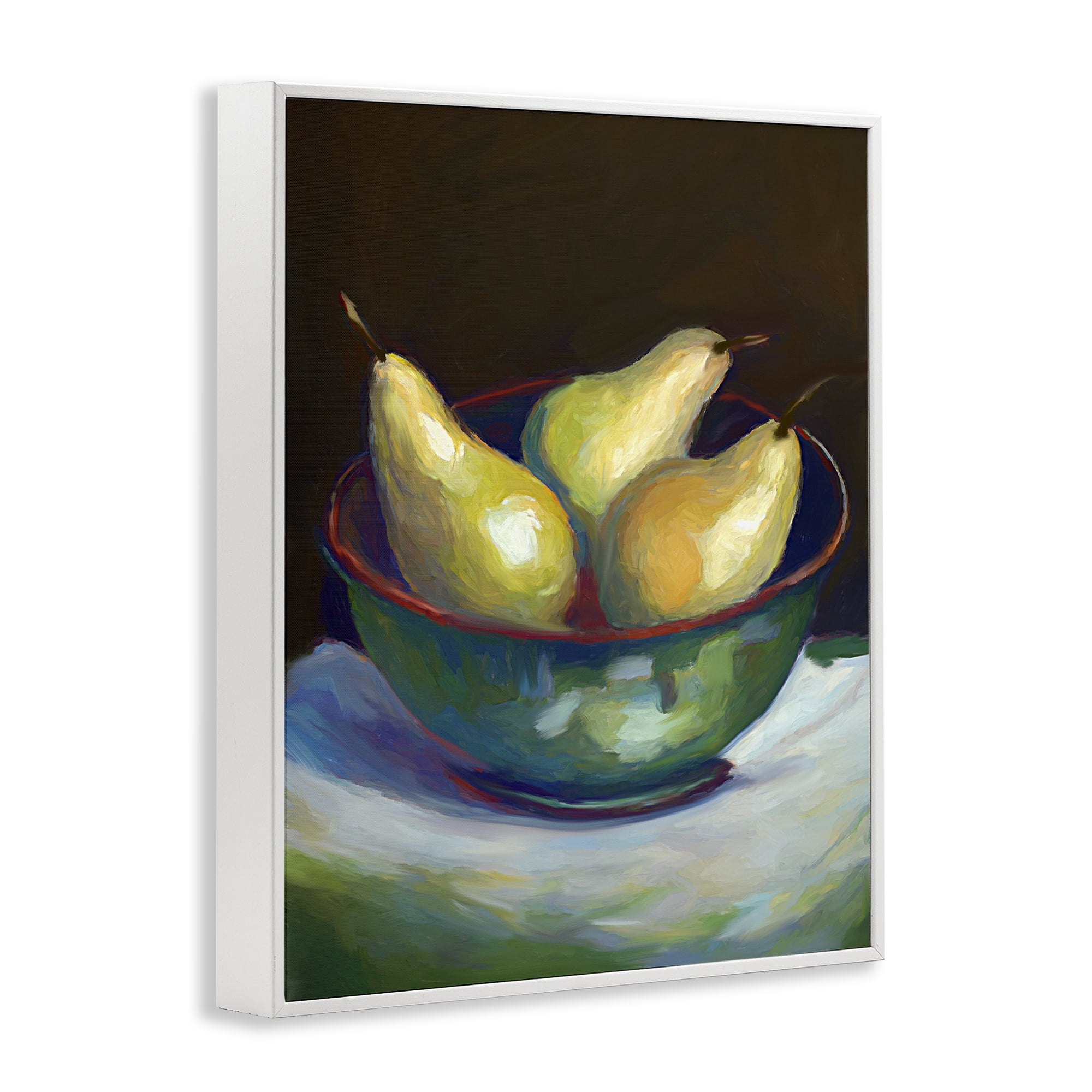 Stupell Industries Traditional Pear Bowl Food & Beverage Painting White Framed Art Print Wall Art, 11 x 14