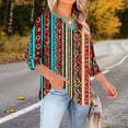 thumbnail image 5 of Babysbule Crewneck with Front Cutout 3/4 Sleeve, Position Print, Blouse & Top (Women's Plus Size), 5 of 6