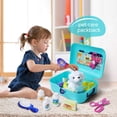 thumbnail image 4 of Kit de cuidado canino para niños, juego de cuidado de mascotas, transportador de cachorros, juguete de aseo para mascotas con estuche de regalo resistente para niños y niñas., 4 of 7