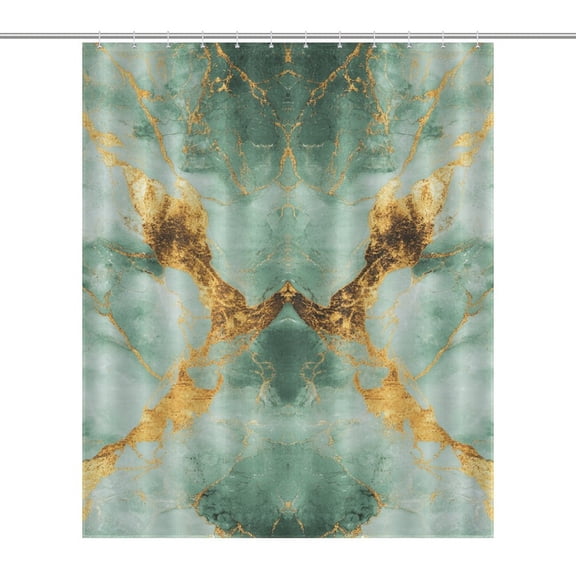 Colorful Marble Green Gilding (75) Shower Curtain Ornament Bathroom Curtains with Fabric Bathroom Decor