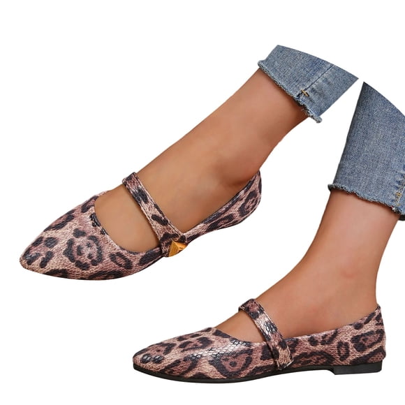 Orthopedic Mary Jane Pointed Toe Ballet Flats Adjustable Buckle Strap Soft Lightweight Flexible Sole Comfortable Casual Shoes for Women All Day Wear Spring Summer