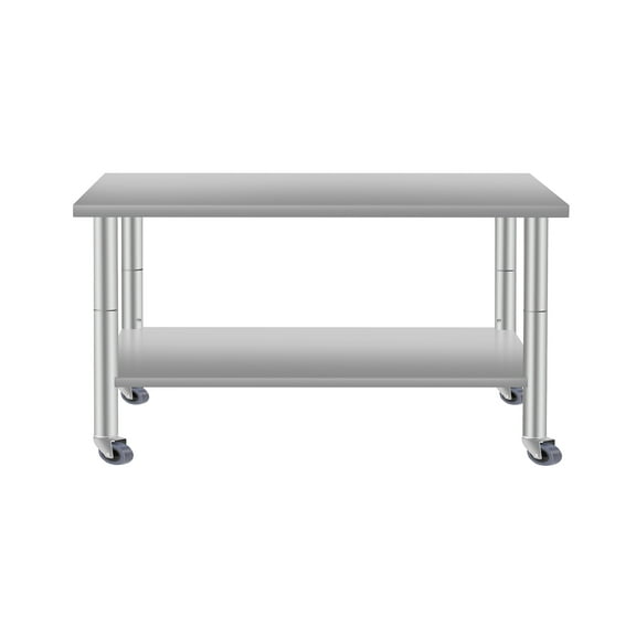 48''*24'' Commercial Work Table for Restaurant and Home Stainless Steel Kitchen Prep Table with Under Shelf with wheels