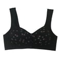 thumbnail image 4 of Gymayou Women Plus Size Front Snap Wireless Bra Floral Print Vest Style Bralette Gentle Gathering Support Front Closure Bras Black 56, 4 of 8