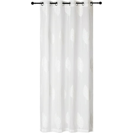 Safdie & Co. Wrinkle Free Curtain Panel Embroidered Double Leaf 84 L in White
