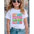 thumbnail image 1 of Camiseta estampada "In My Fifth Grade Era" para niña: top informal de manga corta con cuello redondo y estampado de letras coloridas. Tejido de punto transpirable para citas de juegos de verano y rop, 1 of 6