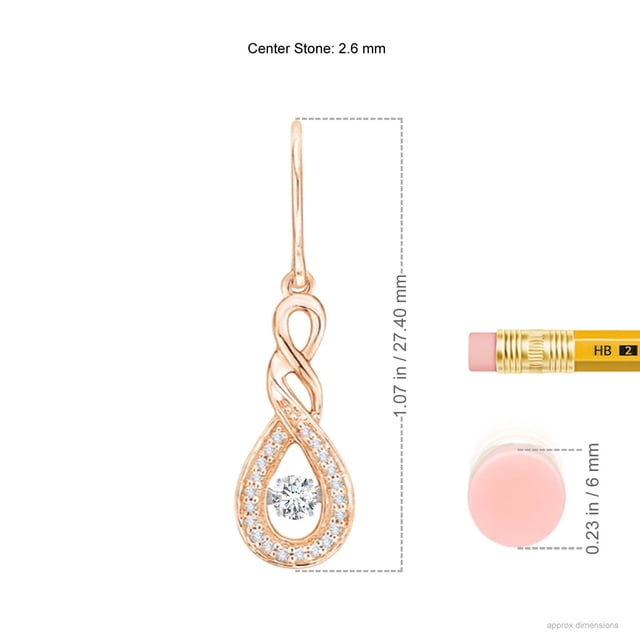 Angara Natural Diamond Earrings - Rocking Diamond Infinity Drop Earrings in 14K Rose Gold for Women