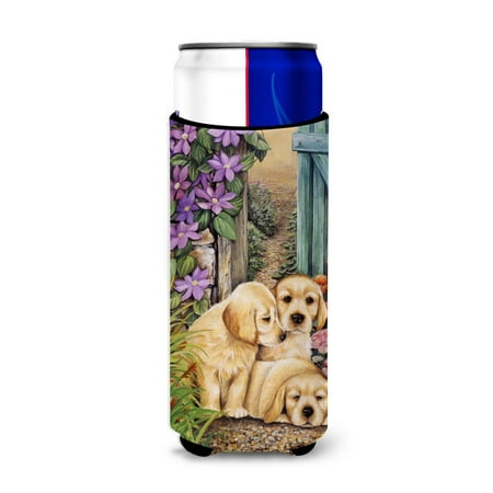 

Carolines Treasures HLH0418MUK Yellow Labrador Puppies by Lesley Hallas Ultra Hugger for slim cans Slim Can multicolor