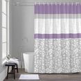 thumbnail image 5 of Abstract Purple Shower Curtain for Bathroom, Grey Stripes Floral Plant Modern Vintage Waterproof Cloth Fabric Bathroom Accessories Set with 12 Rust Proof Plastic Hooks, 48"x72", 5 of 9