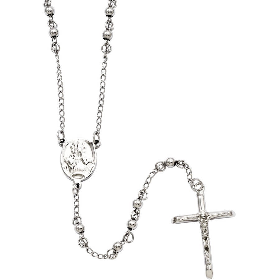 Stainless Steel 4mm Bead Rosary Necklace