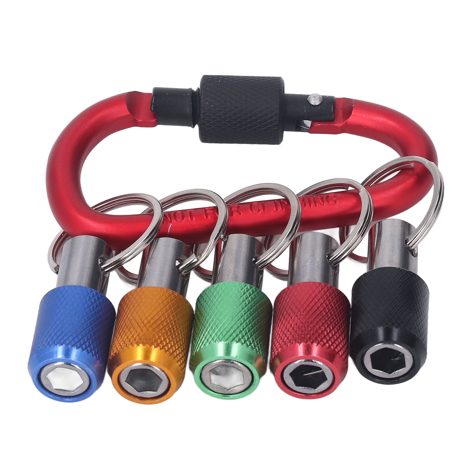 Porte-embouts à Tige Hexagonale 1/4 - Lot De 5 Avec Mousqueton - Chrome, Compatible Tournevis/clefs