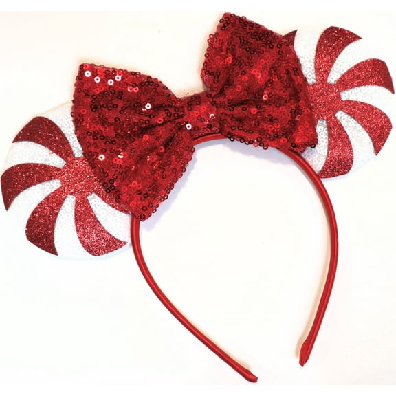 Red Peppermint Candy Minnie Ears, Christmas Minnie Ears, Christmas Mickey Ears, Red Minnie Ears, Holiday Christmas Ears