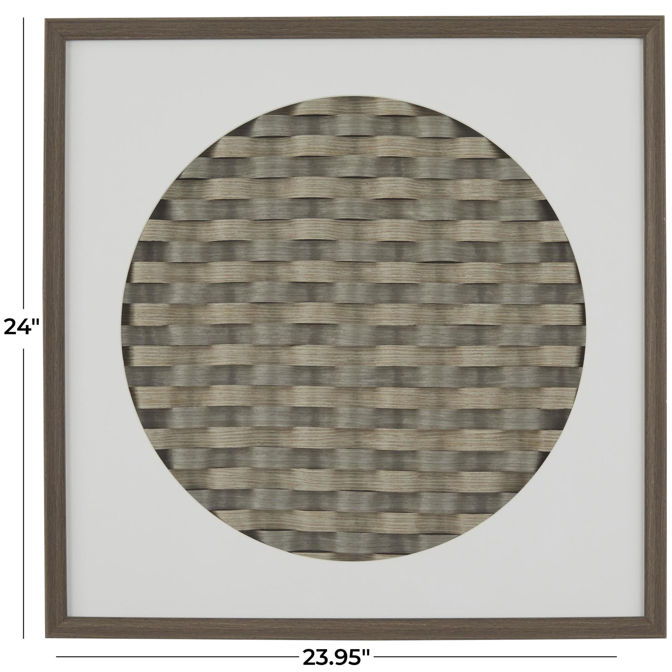24" x 24" Dark Brown Geometric 3D Weaved Shadow Box, by DecMode