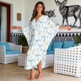 thumbnail image 3 of Xixirimido Blue Bows Floral Print Womens Kaftan Dresses Long Caftans Plus Size Batwing Sleeve Swimsuit Coverup V Neck Summer Beach Dress, 3 of 7