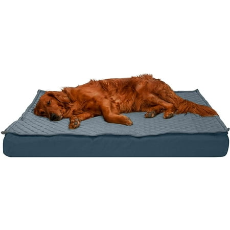 UPC: 0842229127034 | FurHaven Pet Products Quilt-Top Convertible Indoor-Outdoor Deluxe Orthopedic Pet Bed for Dogs & Cats – Calm Blue Jumbo