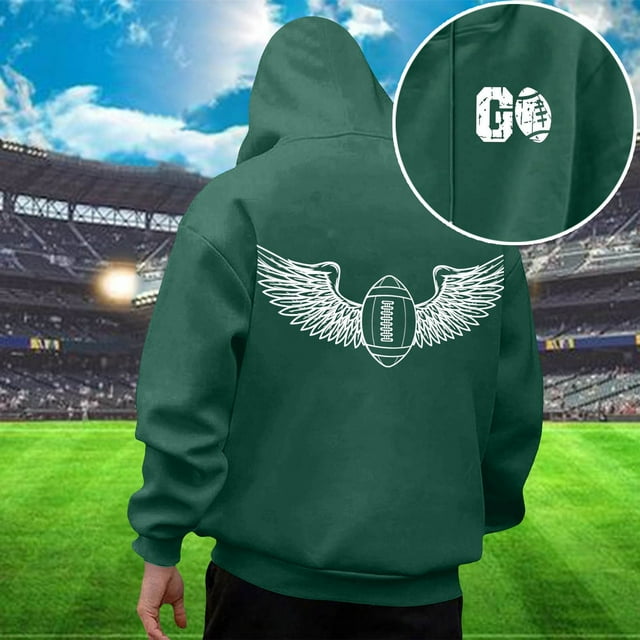 MHFRRA Sudadera con Capucha Informal para Hombre, Estilo Holgada, con Estampado de Fútbol, Cómoda y Cálida, para Uso Diario En Otoño E Invierno Verde oscuro