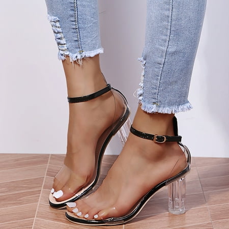 

Fidelma Women s sandals Fashion Women s Sandals Non Slip Buckle Round Heel Women s Modern Sandals Black-38