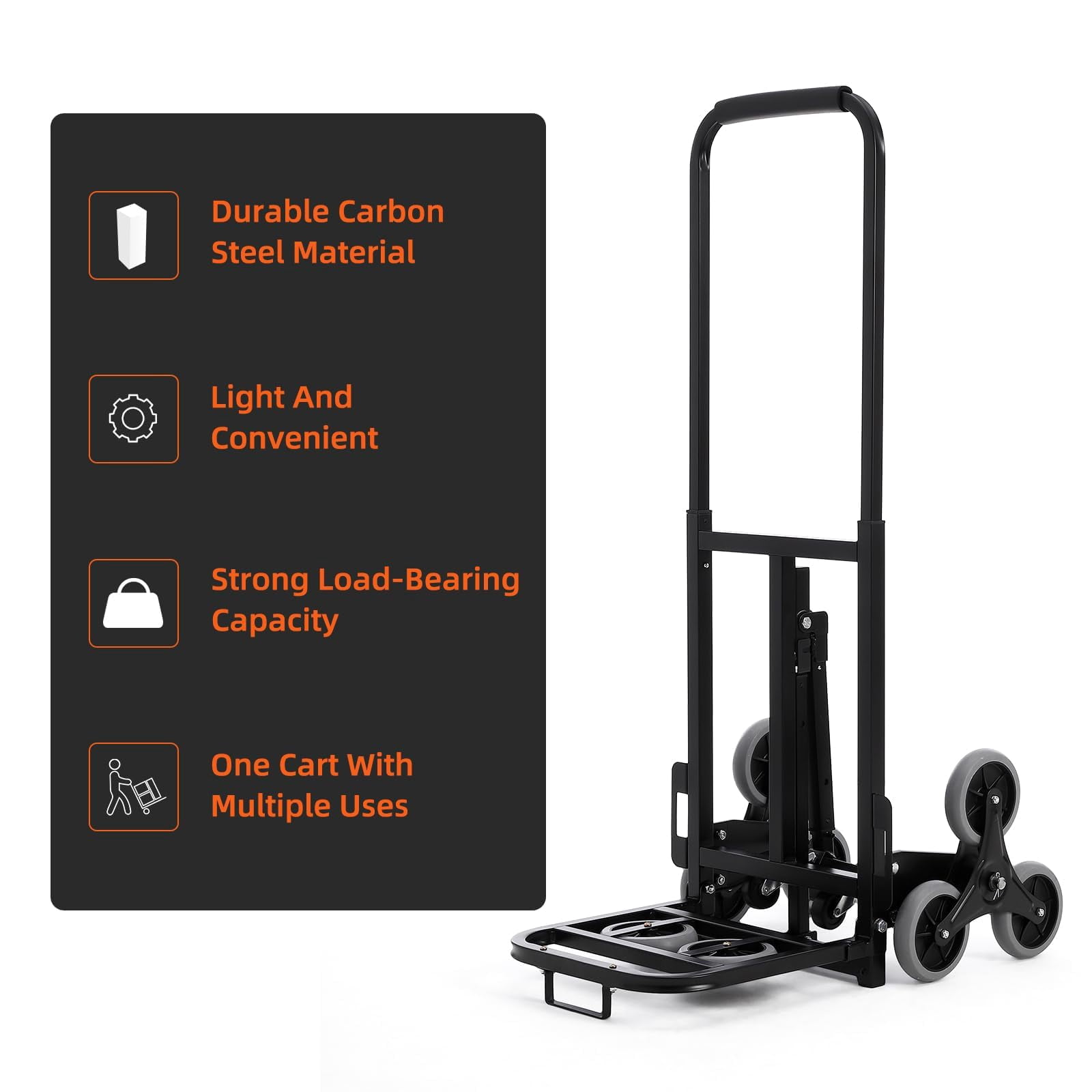 330 LBS Stair Climbing Dolly for Stairs, 10-Wheel Stair Climbing Cart, Folding Climber Hand Truck Dolly with Telescoping Handle for Moving, Office & Warehouse