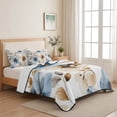 thumbnail image 5 of Twin Quilt Set 68''x86'', Blue Brown Spring Floral Lightweight Summer Bedspread Coverlet Set with 2 Pillow Shams, Summer Botanical Watercolor Breathable All Season Quilt Bedding for Dorm/Bedroom, 5 of 9
