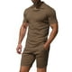 thumbnail image 1 of Mangas de Mano para Hombres Casual Sólido de Manga Corta Cuello Redondo Blusa Y Pantalones Cortos Conjunto, Traje de Dos Piezas de Poliéster de Moda para el Uso Diario de Primavera Verano, 1 of 6