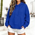 thumbnail image 2 of Dgankt Women's Oversized Cropped Hooded Pullover Sweatshirt Long Sleeve Drop Shoulder with Kangaroo Pocket, 2 of 9