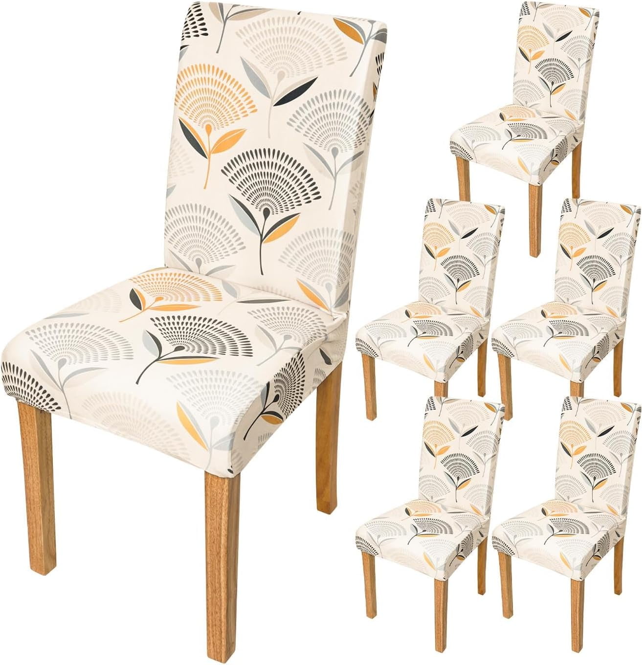 Chair Covers for Dining Room 6 Pack, Stretch Dandelion Printed Parsons