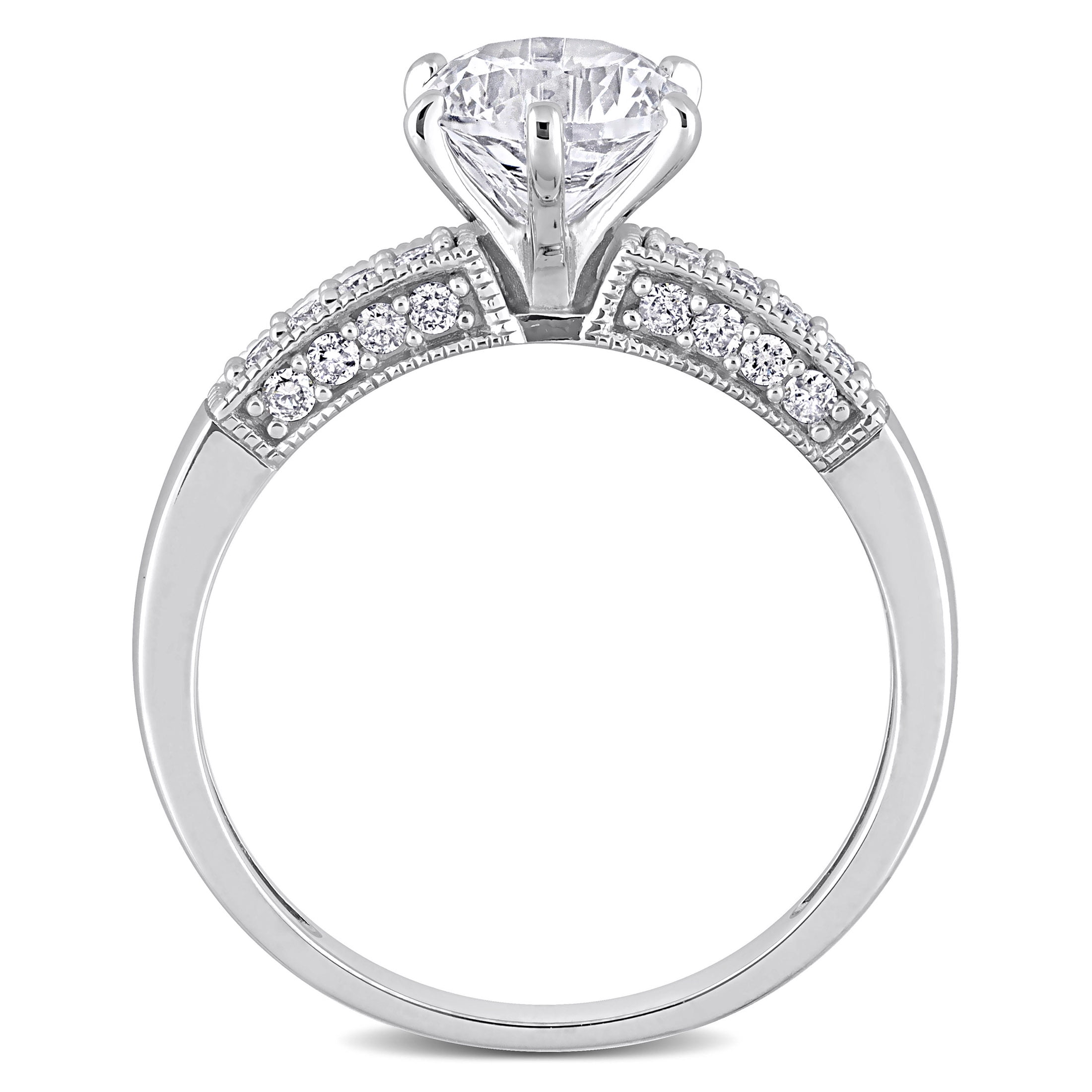 Everly Women's Created Sapphire 10K White Gold Engagement Ring