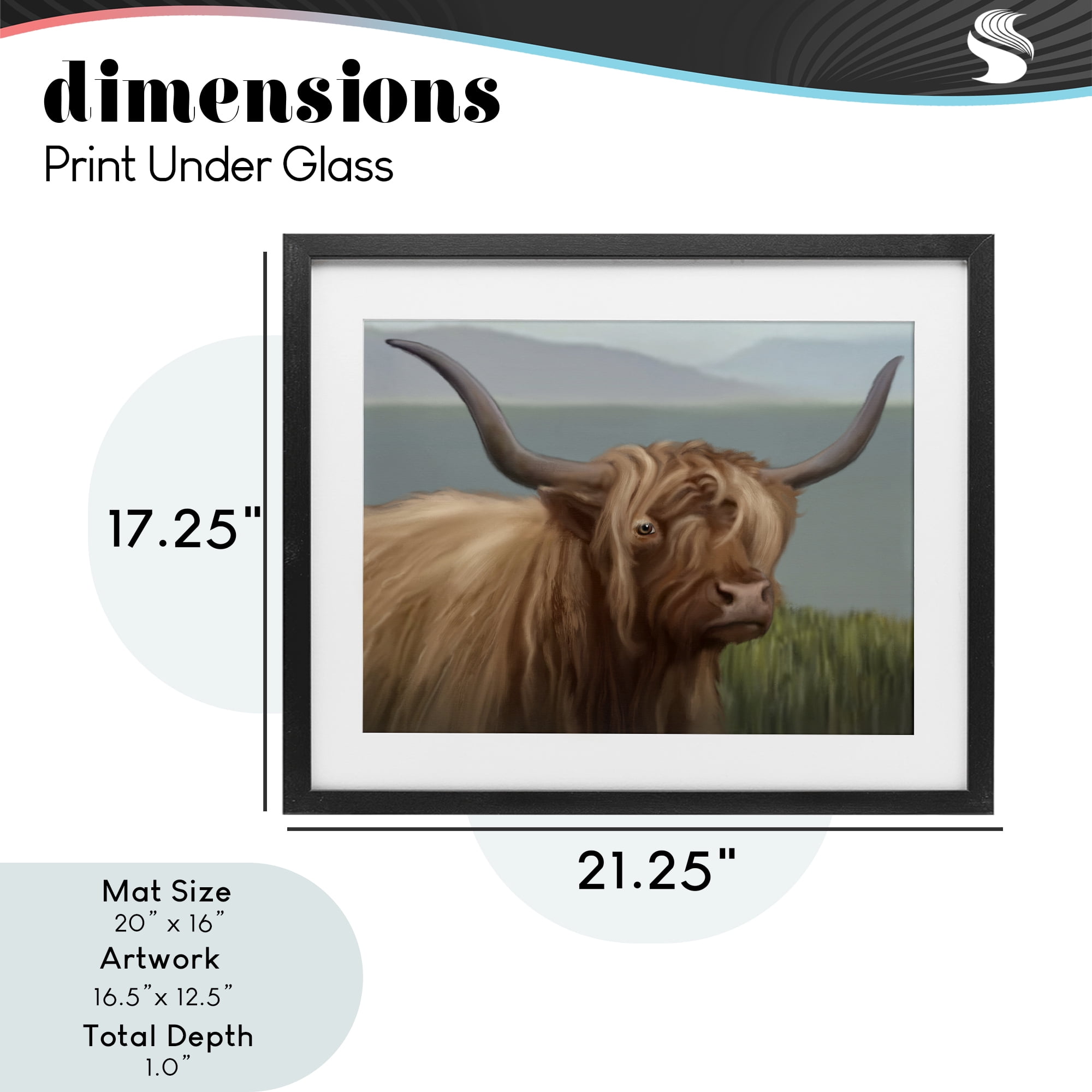 Stupell Industries Scottish Highland Cattle Landscape Black Framed Print Under Glass, design by Matthew Piotrowicz
