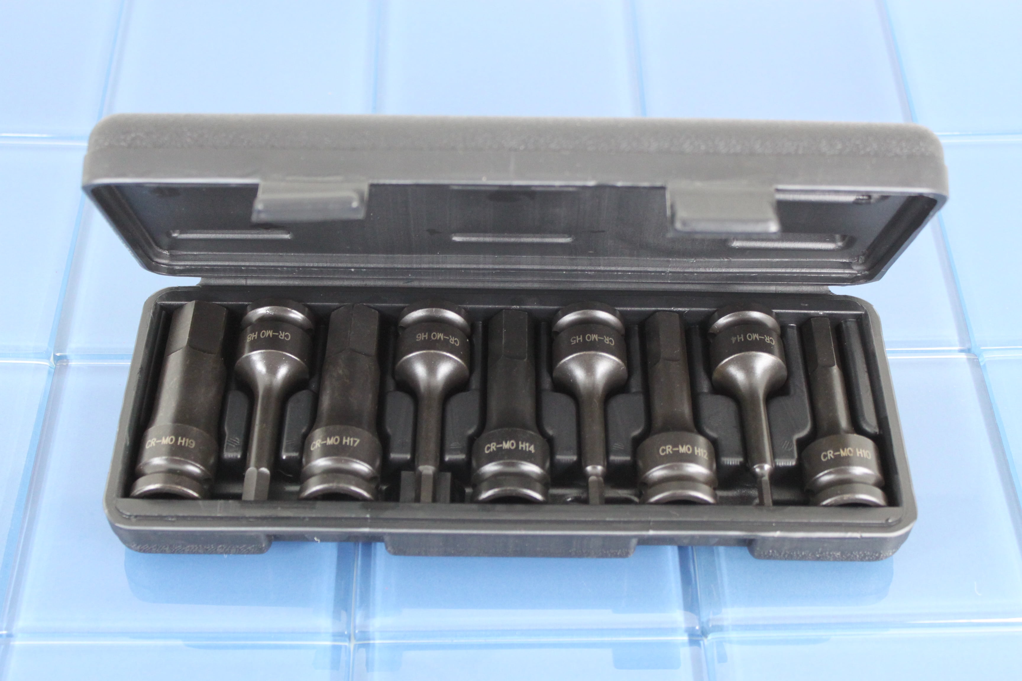 TEMO 9 pc 3 Inch (76 mm) Long Hex Hexagon Black Impact Bit Socket Set 1/2 Inch (12.7 mm) Square Drive Auto Repair Tool Gc