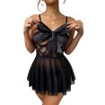 thumbnail image 1 of VISgogo Conjunto de dos piezas de lencería para mujer Perspectiva de moda Vestido con tirantes de encaje y tanga de cintura baja VISgogo moda, 1 of 9