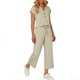 thumbnail image 3 of Top y falda Conjunto de las mujeres de la moda de color sólido suelto de manga corta con cuello en V con pantalones cortados de pierna ancha Set de bolsillo Pantalones y Top Set para las mujeres, 3 of 6