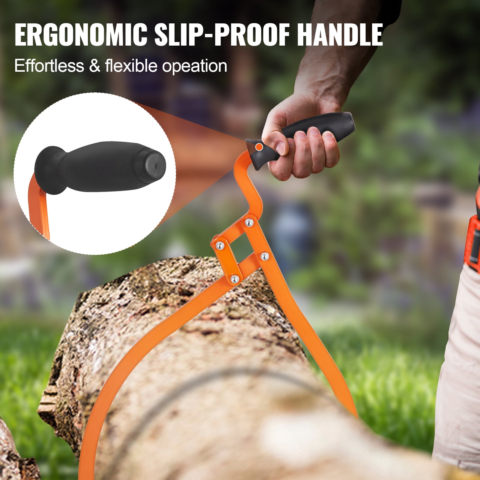 KFFKFF Log Tongs, Steel Hand Log Grapple with 110 lbs Loading Capacity, Log Lifting, Handling, Dragging & Carrying Tool,20 inch 2 Claw Logging Skidding Tongs Non-Slip Grip