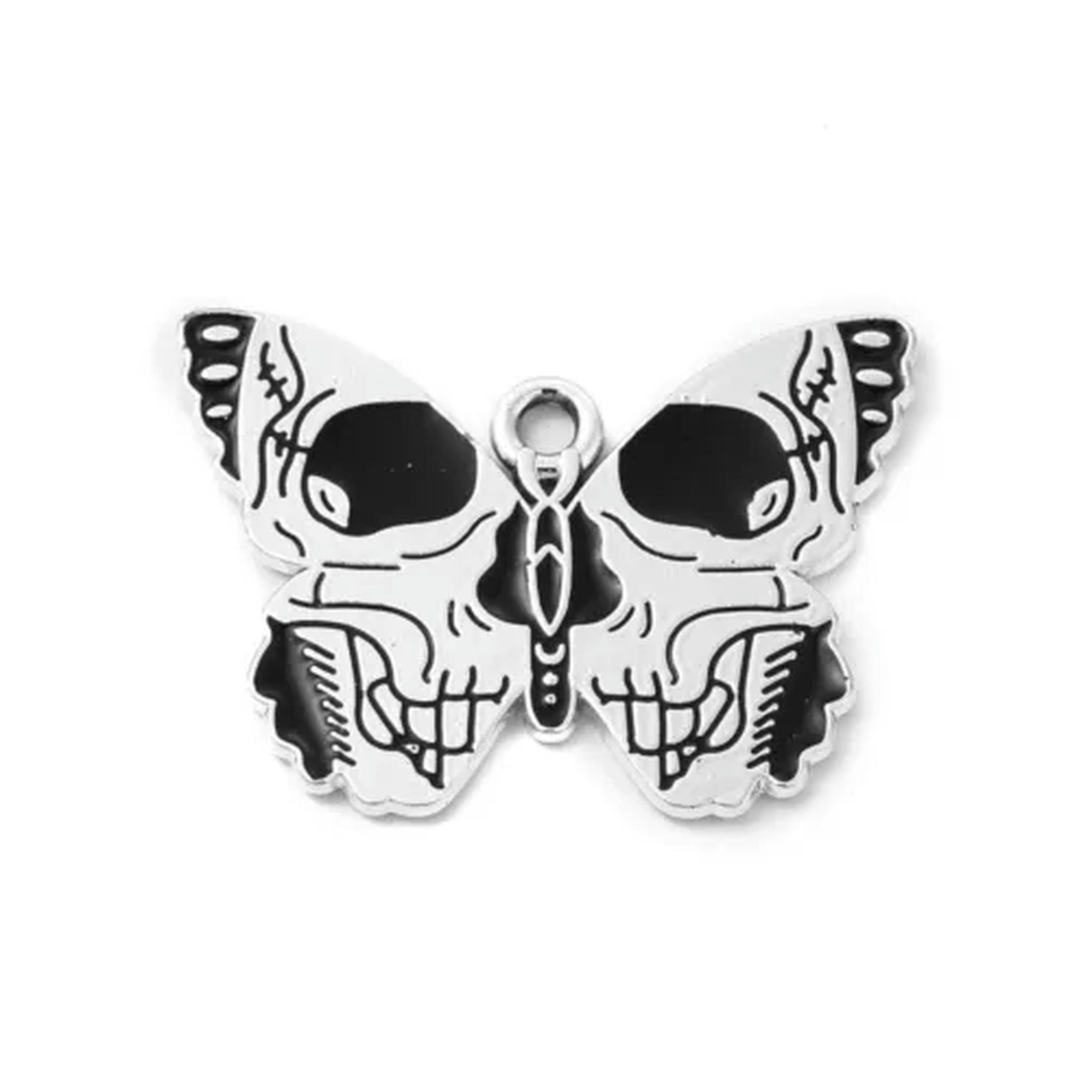 GKNET 30pcs Butterfly Skull Charms Enamel Alloy Halloween Pendants Gothic Style-Butterfly with Skull #2