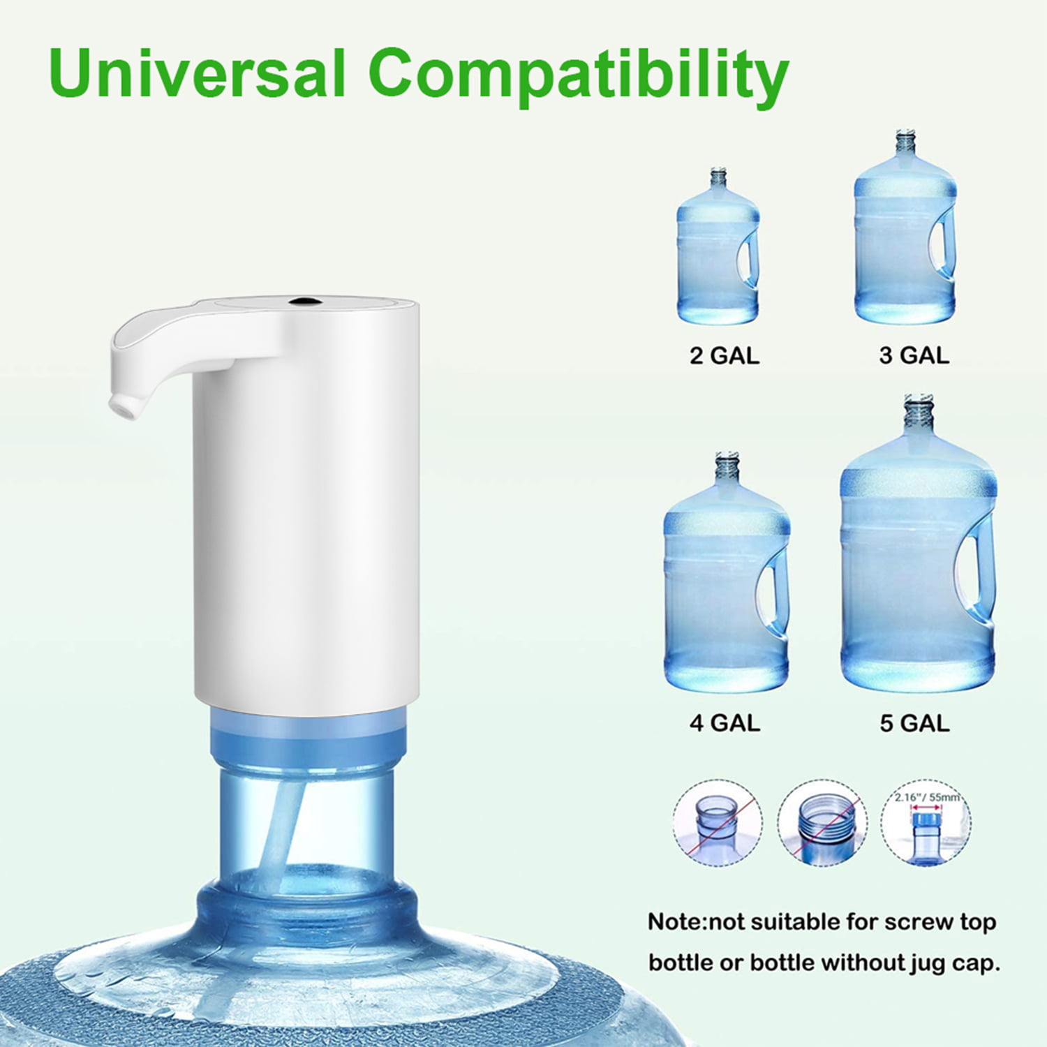 BPA Free Teepao Automatic Water Bottle Pump for 4.5L-19L Portable Rechargeable Water Dispenser Universal Water Jug Pump USB Powered with Switch for Home Office Camping Electric Drinking Water Pump 
