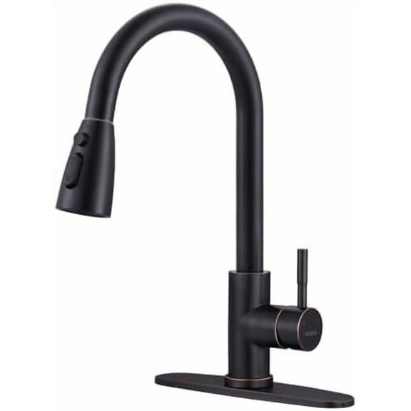 Bronze Kitchen Faucet with Sprayer,  Stainless Steel Kitchen Sink Faucet Oil Rubbed Bronze, High Arc Pull Down Kitchen Faucets for Sink