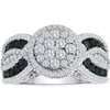1 Carat T.W. Diamond with Sapphire Shank Sterling Silver Round Composite Head Ring