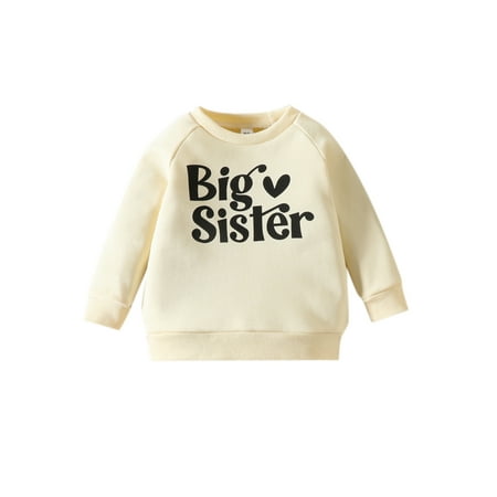 

Bagilaanoe Toddler Baby Girl Sister Matching Sweatshirt Long Sleeve Letter Print Pullover 6M 12M 18M 24M 3T 4T Kids Loose Tee Tops