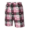 thumbnail image 4 of Vsdgher Heart Plaid Men's Beach Shorts, Surfing shorts, Swim trunks, Quick Dry Swim Trunks for Surfing Beach Fun -X-Large, 4 of 6