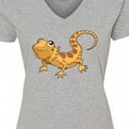thumbnail image 4 of Inktastic Cute Smiling Bearded Dragon Women's V-Neck T-Shirt, 4 of 5