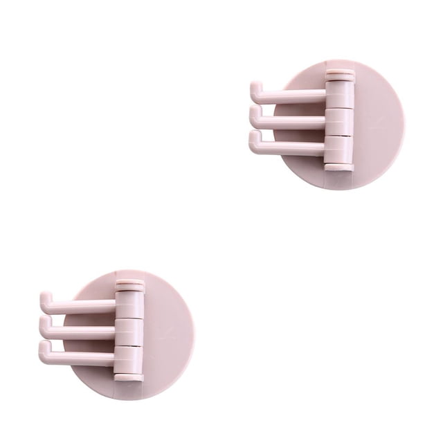 yingyy 1/2/3/5 Seamless Adhesive Hook Strong Bearing Capacity 3in1 Stick Hooks Hanging Rack Wall-Mounted Key Holder Towel Storage Racks Pink 2PCS