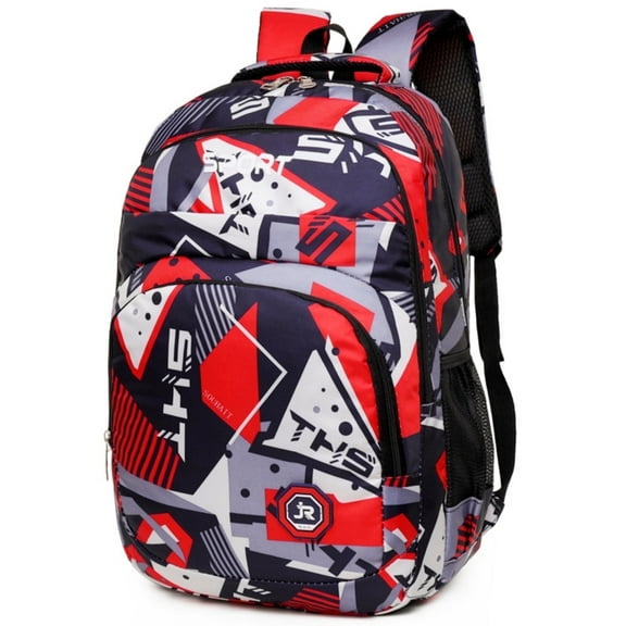 Juuar Boys Backpack Camo School Backpack for Kids, Fashion School Bag Printed Girls Bookbag for Back to School Gifts, Red