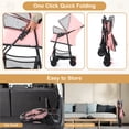 thumbnail image 6 of ZOOLIKE Pet Stroller for Cats and Dogs, 4-Wheeled Foldable Travel Carrier with Storage Basket, Pink, 6 of 7