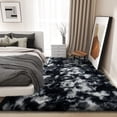 thumbnail image 2 of Socofuz Non-Slip Black and White Fluffy Rug, 4x6ft Shag Carpet for Living Room Girls Boys Bedroom Playroom Home Decor, 2 of 7