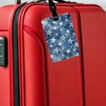 thumbnail image 5 of White Stars Blue Background Watercolor Faux Leather Travel Luggage Tag, 5 of 7