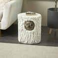thumbnail image 2 of DecMode Magnesium Oxide Owl Tree Trunk Garden Stool with Brown Accents, White, 2 of 9