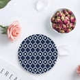 thumbnail image 4 of RYLABLUE Morocco Pearl Printed Blue Set of 8 Round Coaster for Drinks, Absorbent Ceramic Stone Coasters Cup Mat with Cork Base for Home Kitchen Room Coffee Table Bar Decor, 4 of 5