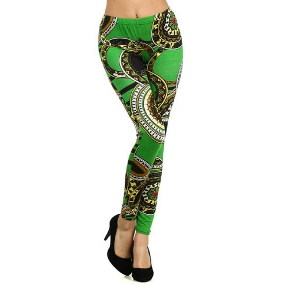 2Chique Boutique Women's Green Geo Print High Waist Leggings