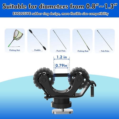 1005 2 PCS Kayak Paddle Holder Track Mount Accessories, Compact Space-Saving Rail Rack with Rubber Rollers, Tool-Free Install & Quick Remove, Compatible with Most Kayak Tracks